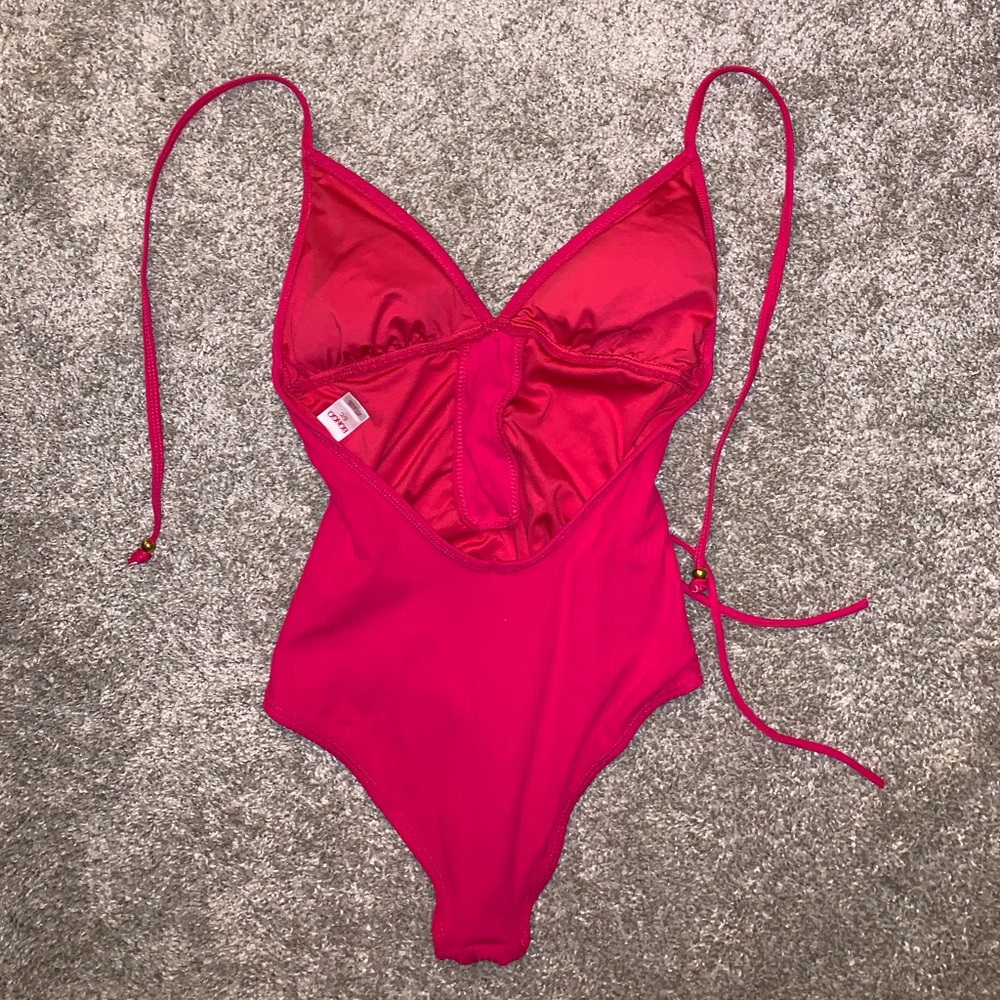 Bongo Pink / Red One Piece Laced Swimsuit size S - Picture 9 of 12